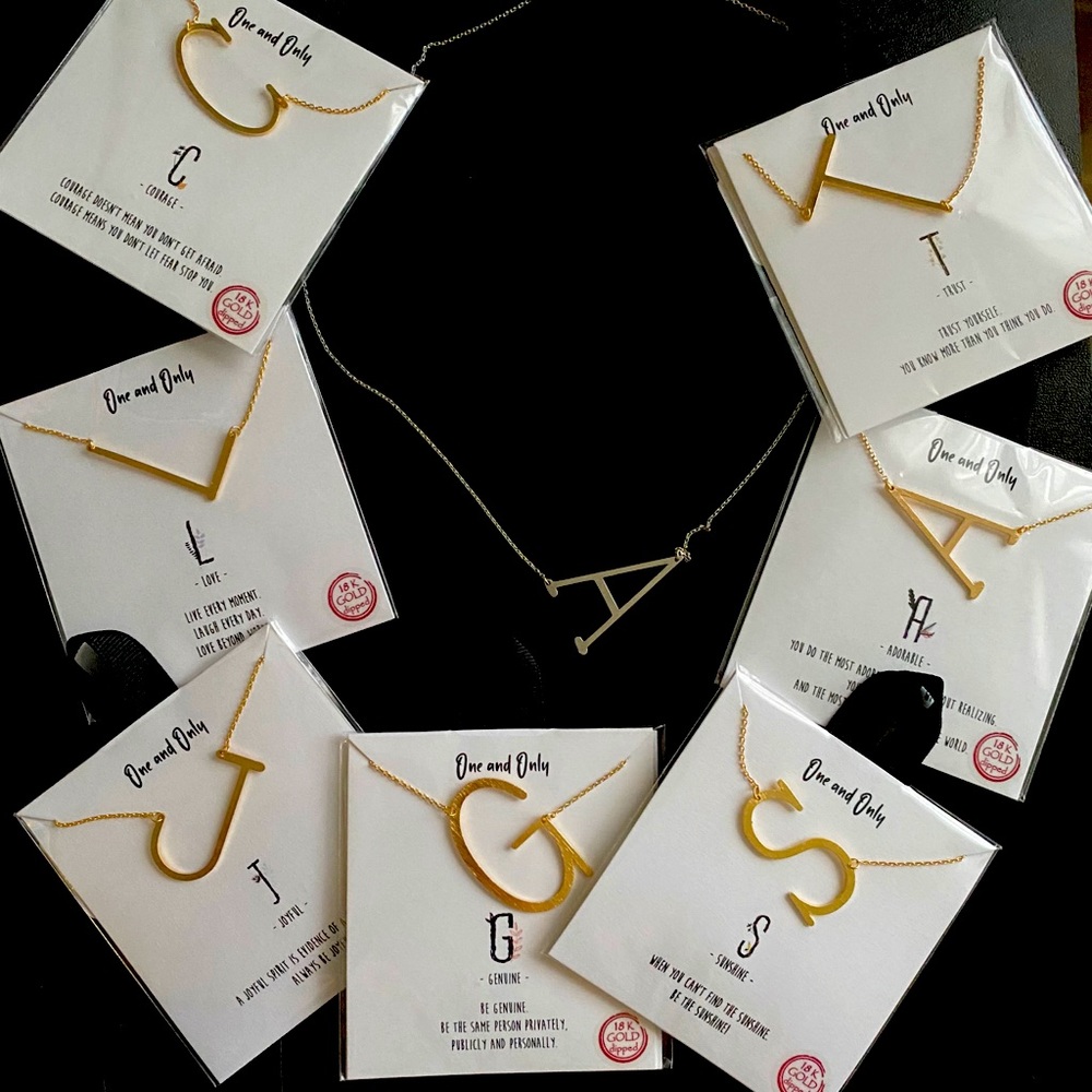 Initial necklace 16” Gold plated